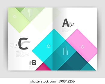 Squares and rectangles a4 brochure template. Vector design for infographics workflow layout, diagram, number options or web design