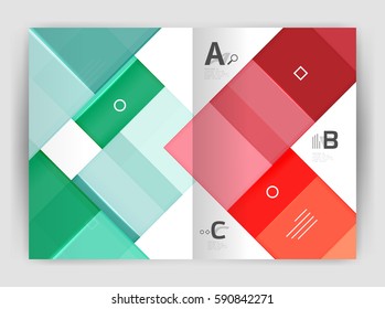 Squares and rectangles a4 brochure template. Vector design for infographics workflow layout, diagram, number options or web design