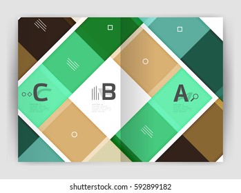 Squares and rectangles a4 brochure template. Vector design for infographics workflow layout, diagram, number options or web design