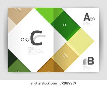 Squares and rectangles a4 brochure template. Vector design for infographics workflow layout, diagram, number options or web design