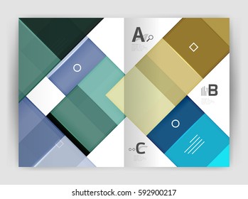 Squares and rectangles a4 brochure template. Vector design for infographics workflow layout, diagram, number options or web design