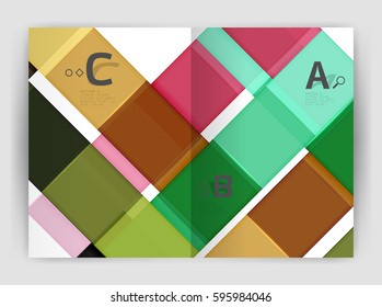 Squares and rectangles a4 brochure template. Vector design for infographics workflow layout, diagram, number options or web design