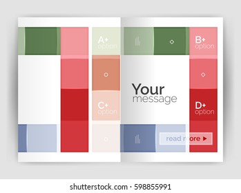 Squares and rectangles a4 brochure template. Vector design for infographics workflow layout, diagram, number options or web design
