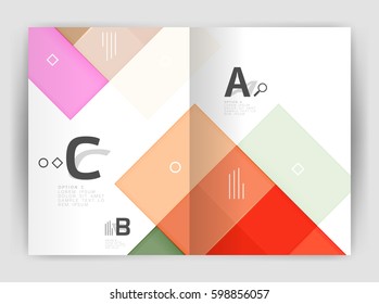 Squares and rectangles a4 brochure template. Vector design for infographics workflow layout, diagram, number options or web design