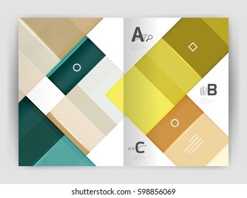 Squares and rectangles a4 brochure template. Vector design for infographics workflow layout, diagram, number options or web design