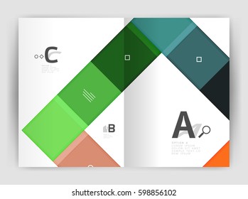Modelo de folheto quadrado e retangular a4. Design vetorial para layout de fluxo de trabalho de infográficos, diagrama, opções de número ou design da Web