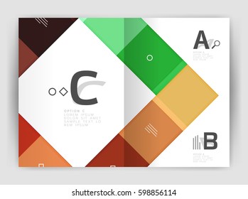 Squares and rectangles a4 brochure template. Vector design for infographics workflow layout, diagram, number options or web design