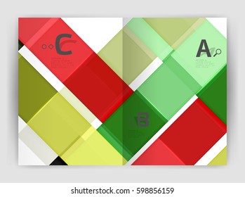 Squares and rectangles a4 brochure template. Vector design for infographics workflow layout, diagram, number options or web design