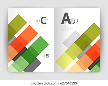 Squares and rectangles a4 brochure template. Vector design for infographics workflow layout, diagram, number options or web design