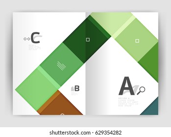 Squares and rectangles a4 brochure template. Vector design for infographics workflow layout, diagram, number options or web design