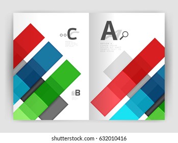Squares and rectangles a4 brochure template. Vector design for infographics workflow layout, diagram, number options or web design