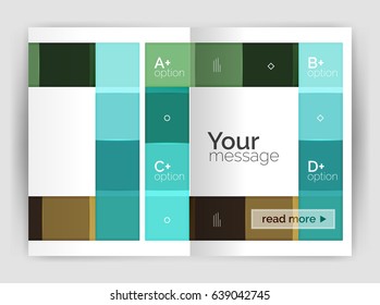 Squares and rectangles a4 brochure template. Vector design for infographics workflow layout, diagram, number options or web design