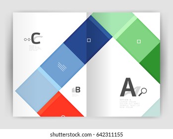 Cuadrados y rectángulos una plantilla de folleto4. Diseño de vectores para diseño de flujo de trabajo de infografías, diagrama, opciones de número o diseño web
