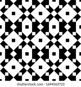 Squares, rhombuses, figures seamless pattern. Tribal motif. Ethnic ornament. Geometric background. Checks, diamonds, pickets ornate. Folk wallpaper. Textile print, abstract image. Vector artwork.