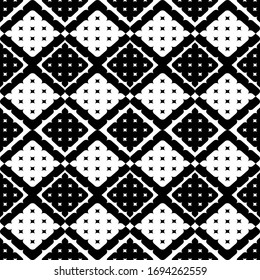 Squares, rhombuses. Seamless pattern Black, white, gray colors.