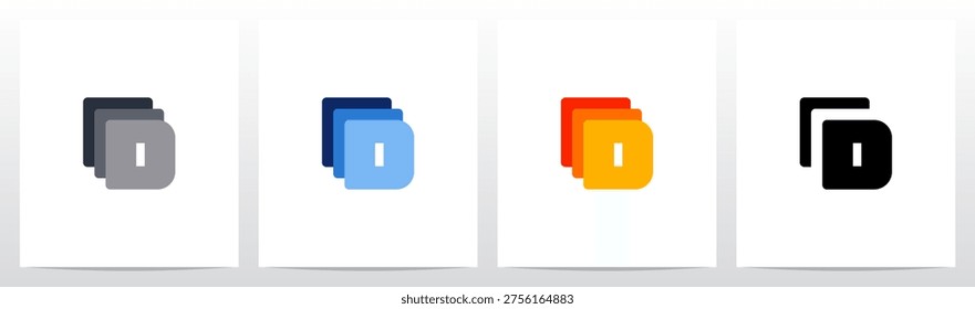 Squares Rounded Corners Stack Layers Initial Letter Logo Design D