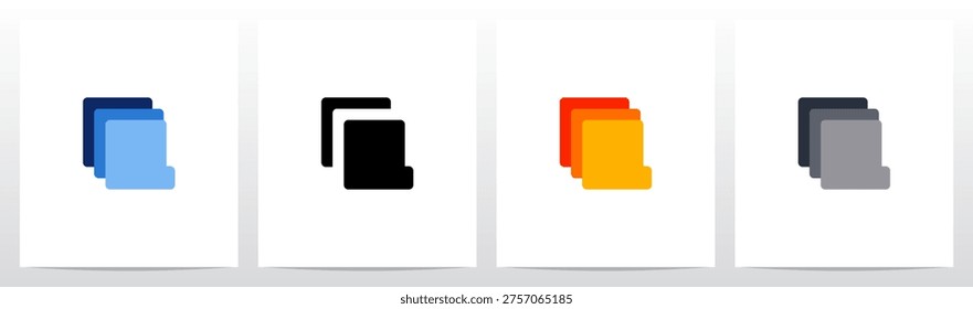 Squares Rounded Corners Stack Layers Initial Letter Logo Design L