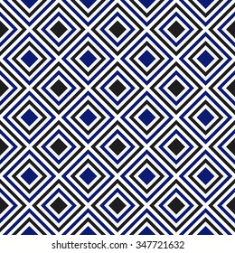 Squares Seamless Pattern. Ceramics Seamless Pattern. Ethnic background. Zigzag pattern. Geometric background. Abstract Background. Tiled textile pattern. Grid background. Vector Regular Texture.  