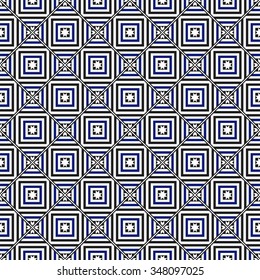 Squares Seamless Pattern. Ceramics Seamless Pattern. Ethnic background. Zigzag pattern. Geometric background. Abstract Background. Tiled textile pattern. Grid background. Vector Regular Texture.