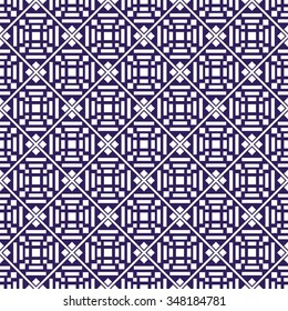 Squares Seamless Pattern. Ceramics Seamless Pattern. Ethnic background. Zigzag pattern. Geometric background. Abstract Background. Tiled textile pattern. Grid background. Vector Regular Texture.