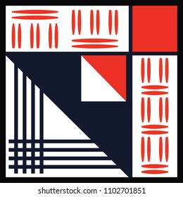 Squares shape background on red and blue