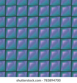 Squares. Shiny squares. Seamless background with cubes. Square gradient shapes. Vector illustration. Square tiles of blue color