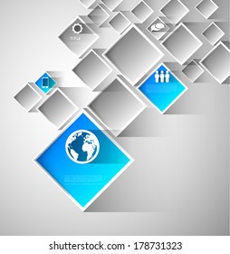 squares template background, modern infographic with icons and long shadow effect