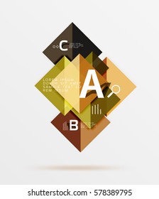 Squares with text, abstract geometric design concept. Vector template background for workflow layout, diagram, number options or web design