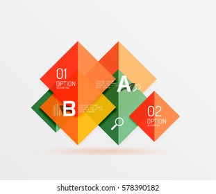 Cuadrados con texto, concepto de diseño geométrico abstracto. Fondo de plantilla de vector para diseño de flujo de trabajo, diagrama, opciones de número o diseño web