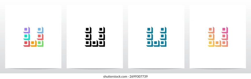 	
Squares Tiles Negative Space Box Isometric Initial Letter Logo Design U