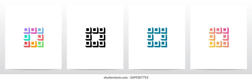 	
Squares Tiles Negative Space Box Isometric Initial Letter Logo Design O