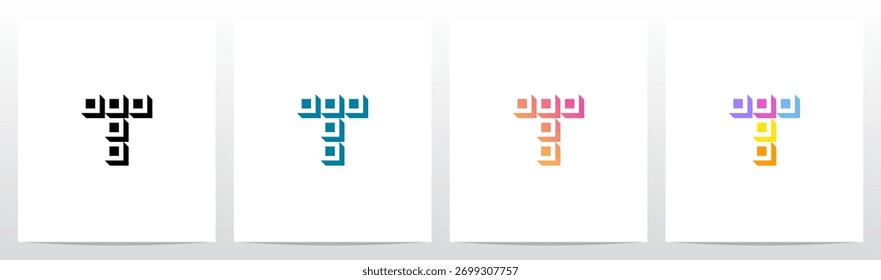 	
Cuadrados Azulejos Negativo Espacio Caja Isométrica Letra Inicial Logotipo Diseño T