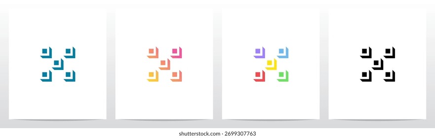	
Cuadrados Azulejos Negativo Espacio Caja Isométrica Letra Inicial Logotipo Diseño X