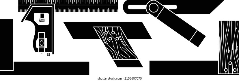 Squares tools icon isolated vector set on white background. Consists of Engineers and Carpenter try square, Combination Square, Mitre square, and Sliding t bevel.