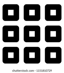 
Squares with total nine in number drawn in a symmetry of keypad, icon for keypad 
