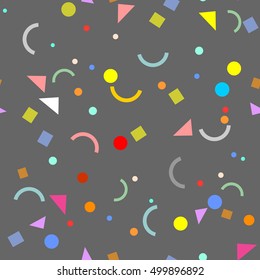 Squares and triangles Abstract seamless pattern. Geometric texture. Motley background figure.  Retro ornament for fabric
