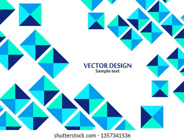 Squares from triangles in blue tones. Modern geometric abstract template. Empty place for text. Vector illustration.