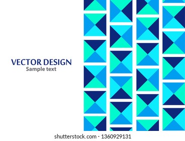 Squares from triangles in blue tones. Modern geometric abstract template. Empty place for text. Vector illustration.