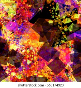 Squares, and triangles. Colorful seamless abstract background. Chaotic composition.