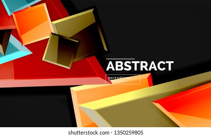 Fundo geométrico dos quadrados e triângulos. Modelo de vetor