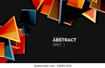 Squares and triangles geometrical background. Vector template