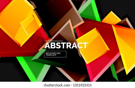 Squares and triangles geometrical background. Vector template
