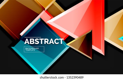 Squares and triangles geometrical background. Vector template