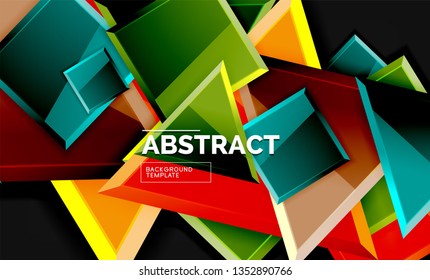 Squares and triangles geometrical background. Vector template