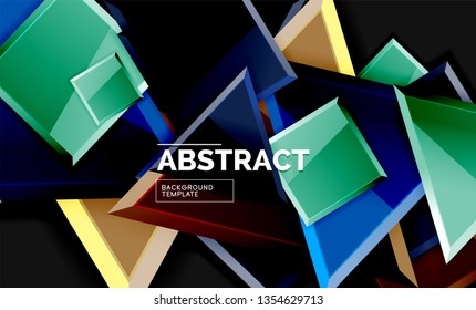 Squares and triangles geometrical background. Vector template