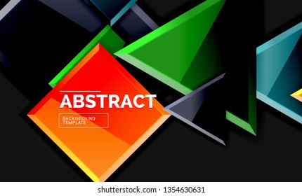 Squares and triangles geometrical background. Vector template