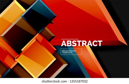 Squares and triangles geometrical background. Vector template