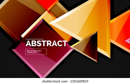 Cuadrados y triángulos de fondo geométrico. Plantilla de vector