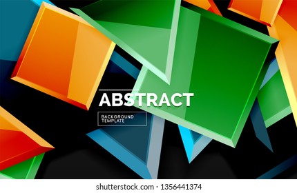 Squares and triangles geometrical background. Vector template