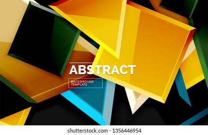 Cuadrados y triángulos de fondo geométrico. Plantilla de vector